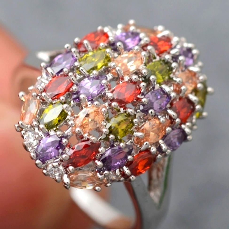 Multicolor 925 Silver Ring
